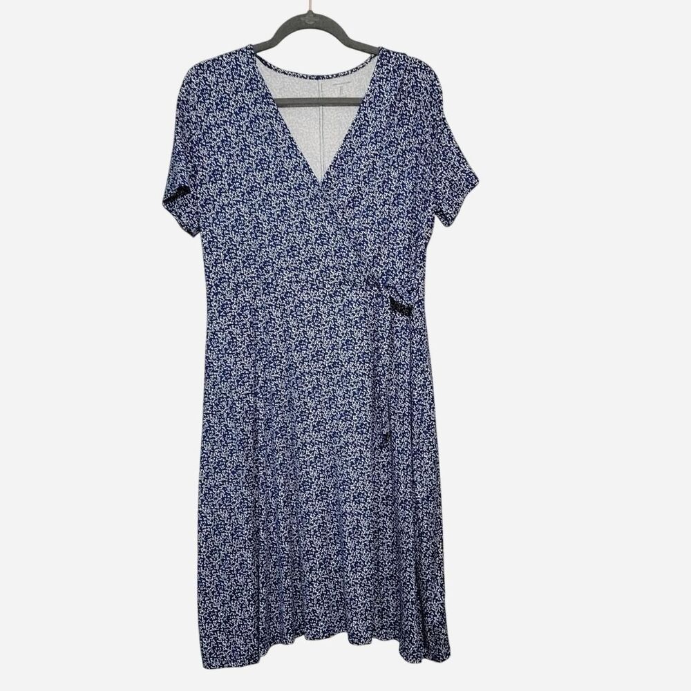Amazon Essentials Women's Navy & White Polka Dot Faux Wrap Dress Classic Office